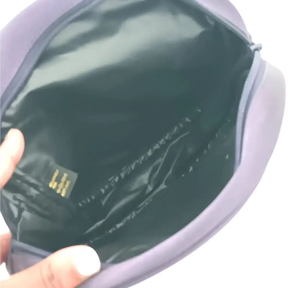 YSL Purple Gold Tassel Cosmetic Bag Travel Small Medium Circle Zip Top Lot of 2